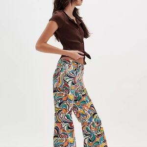 Free People Wrangler Multicolor Printed High Flare Jeans Size 26/32